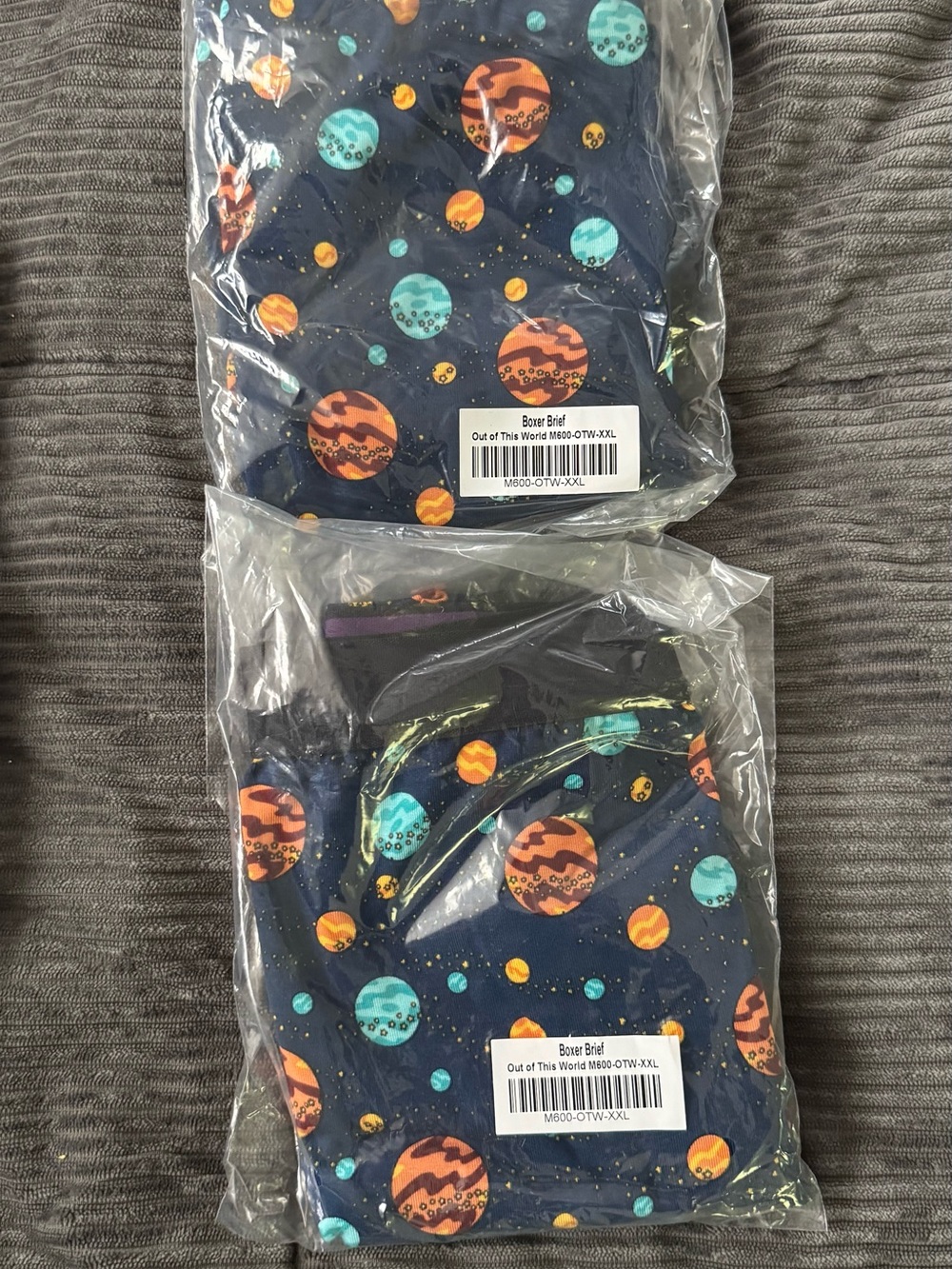 MeUndies Men’s Boxer Briefs - Navy with Orange & Teal Planet Print
